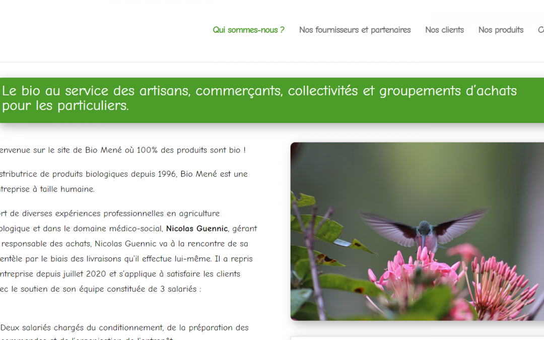 Nouveau site web : Bioméné, distributeur de produits 100% bio